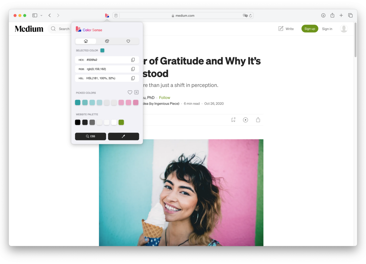 Safari extension - Color Sense, Color Picker for Safari Image