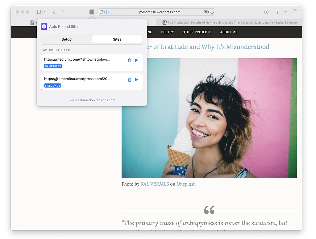 Auto Reload Sites for Safari - Safari extension