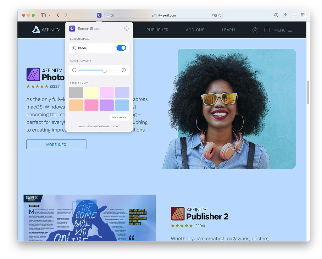 Screen Shader for Safari - Safari extension