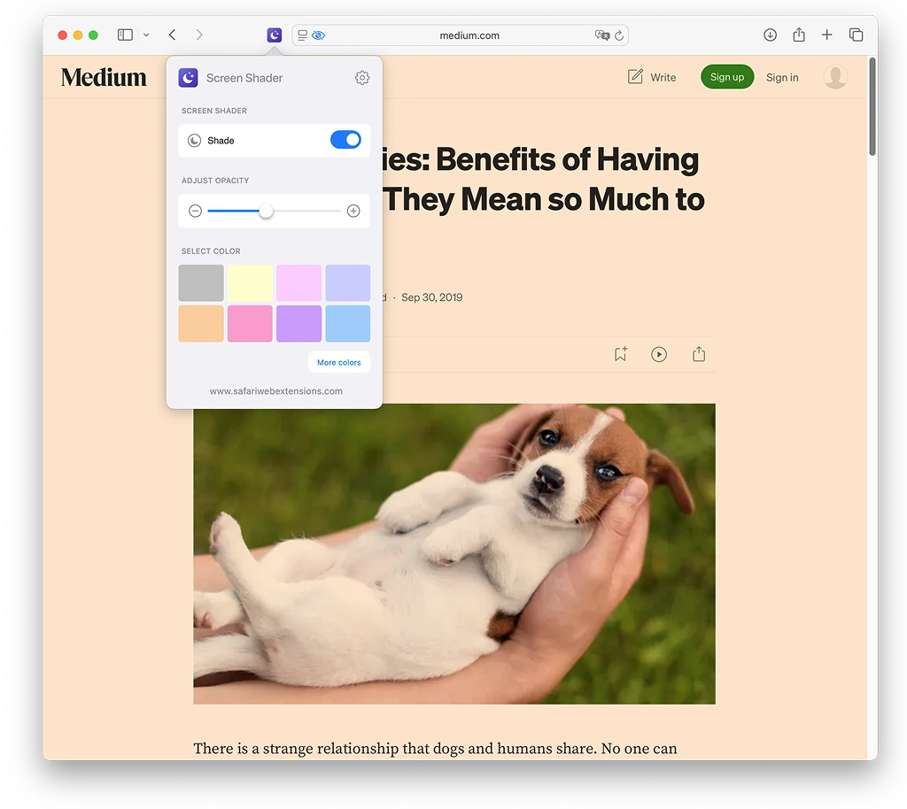 Screen Shader for Safari - Safari extension