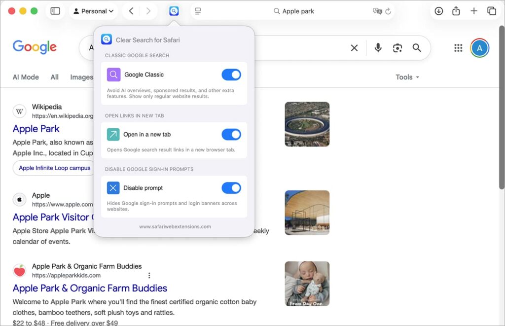 Clear Search for Safari - Safari Extension