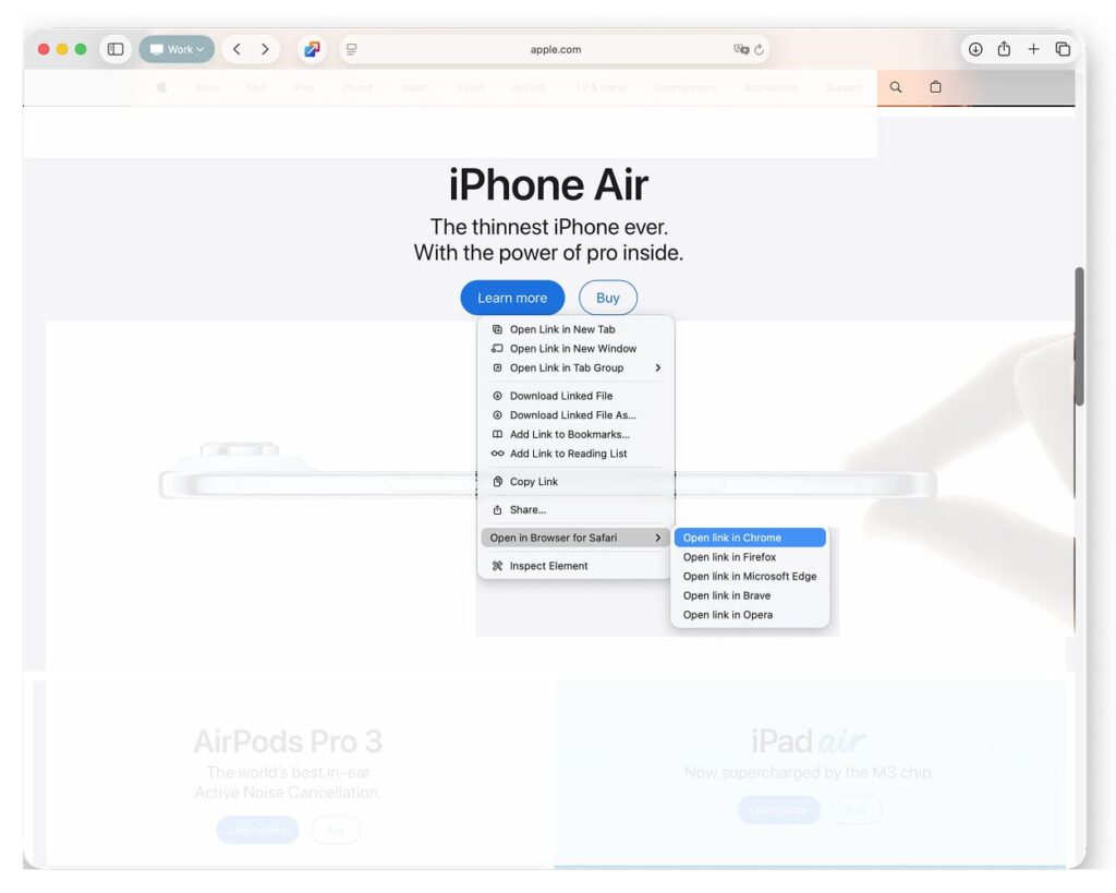 Open in Browser for Safari - Safari Extension 3