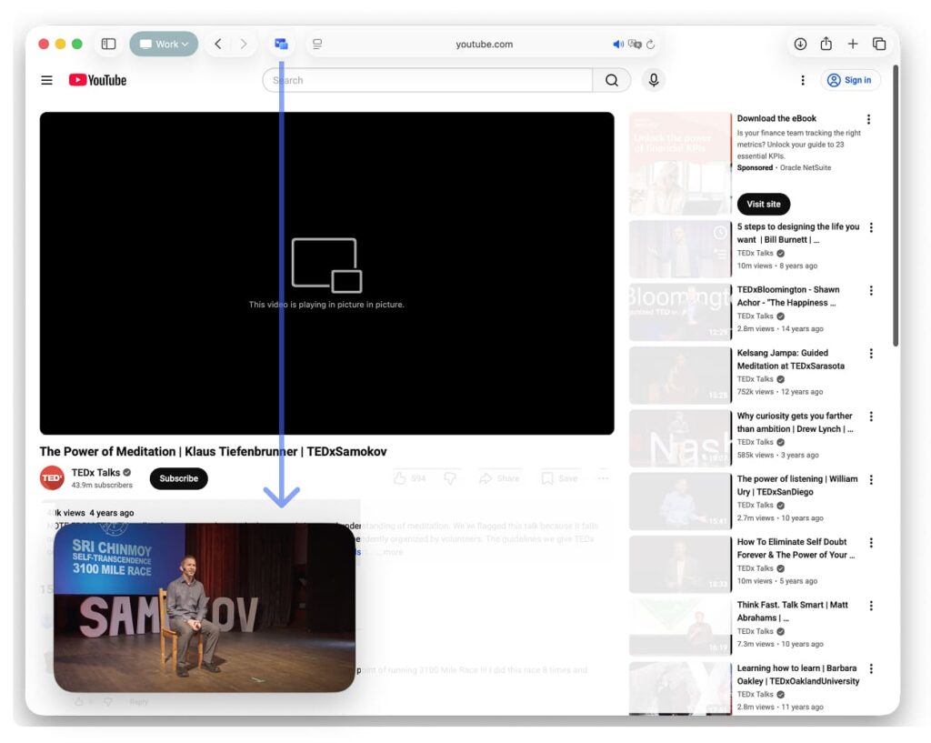 Picture in picture for Safari - Safari Extension 1