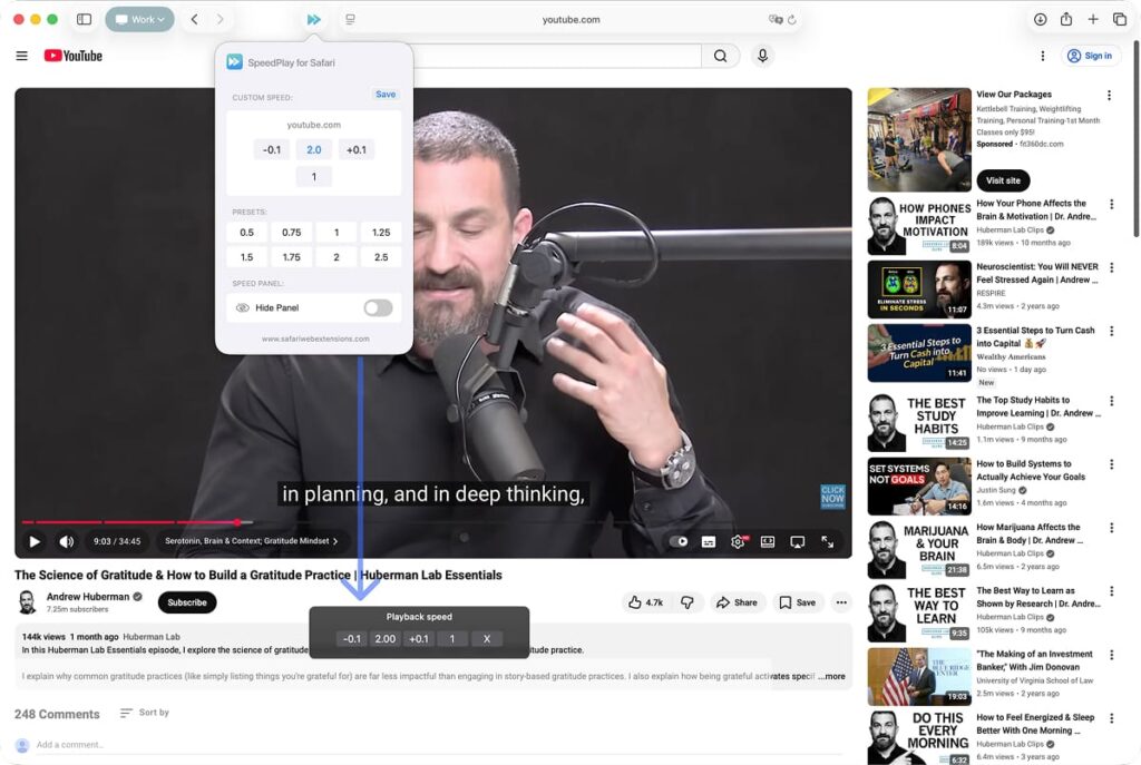 Speed Play for Safari - Safari Extension 1